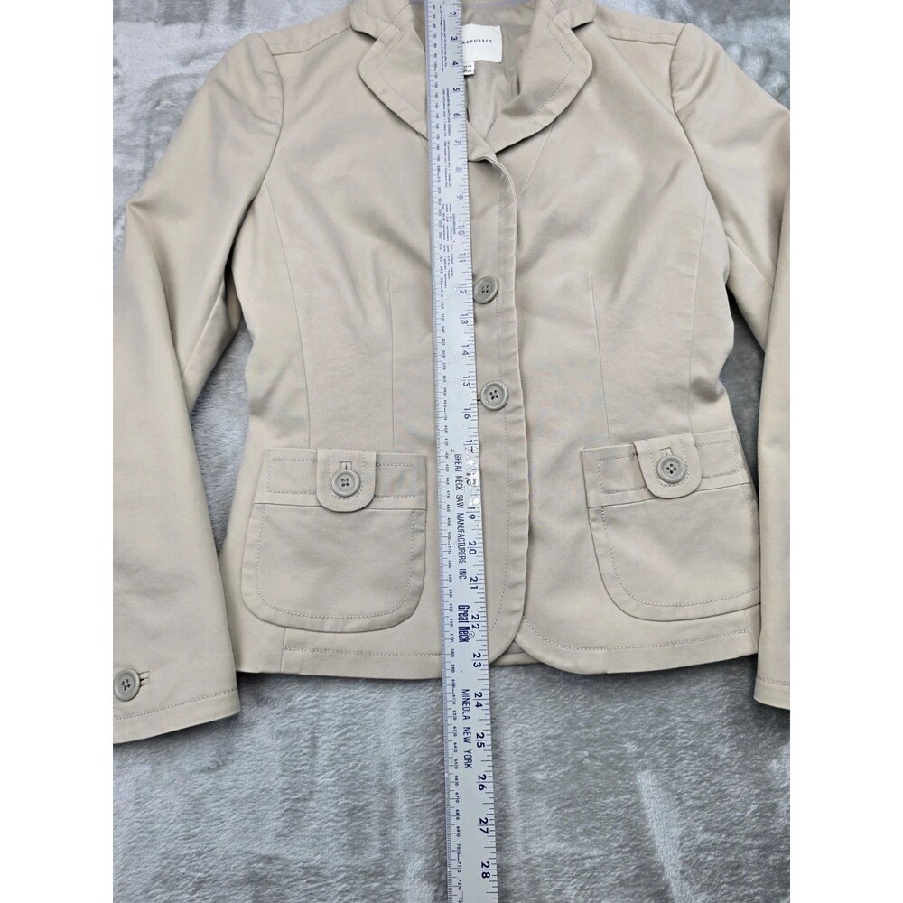 BANANA REPUBLIC Women's Beige Stretch Blazer Jacket Sz 2 Button Back Detail - Picture 4 of 6